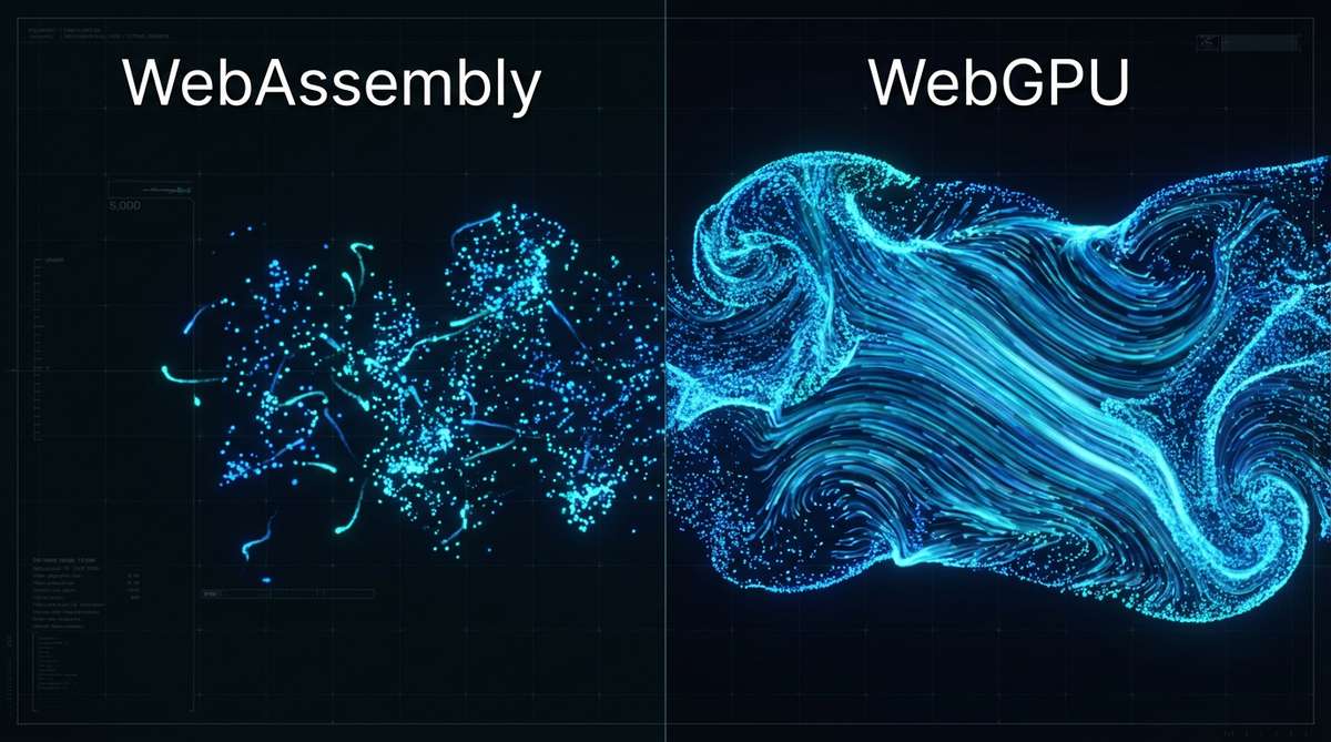 WebGPU 流体动力学模拟：50万粒子60帧流畅运行 vs WebAssembly的5000粒子