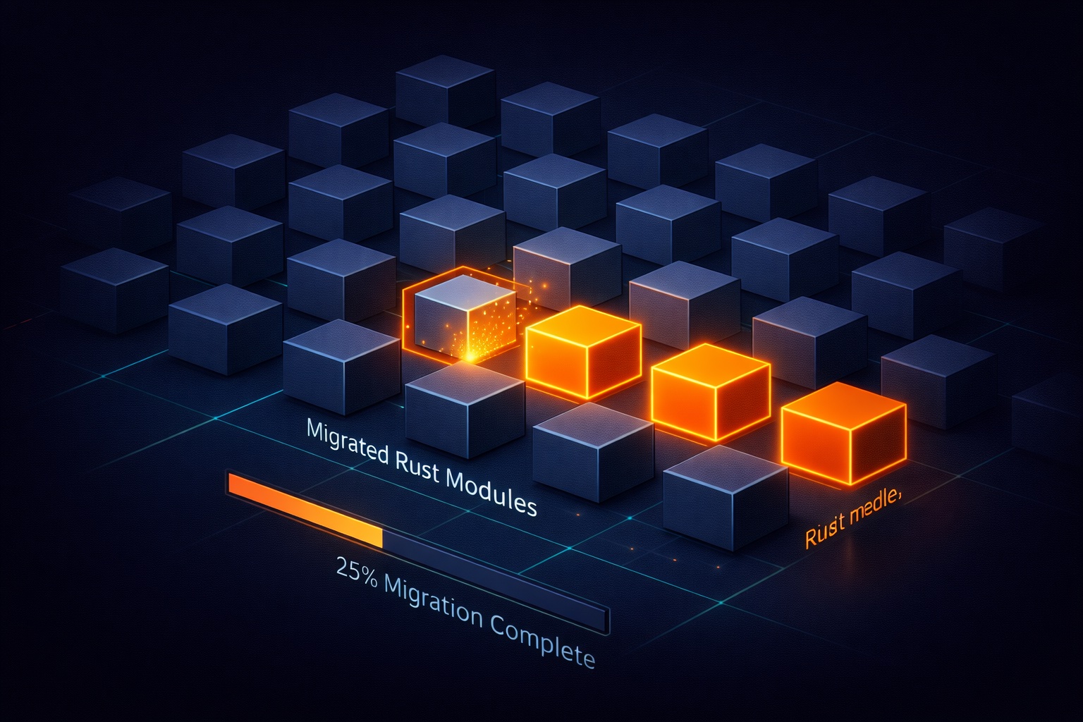 渐进式迁移：C 模块逐个被 Rust 替换