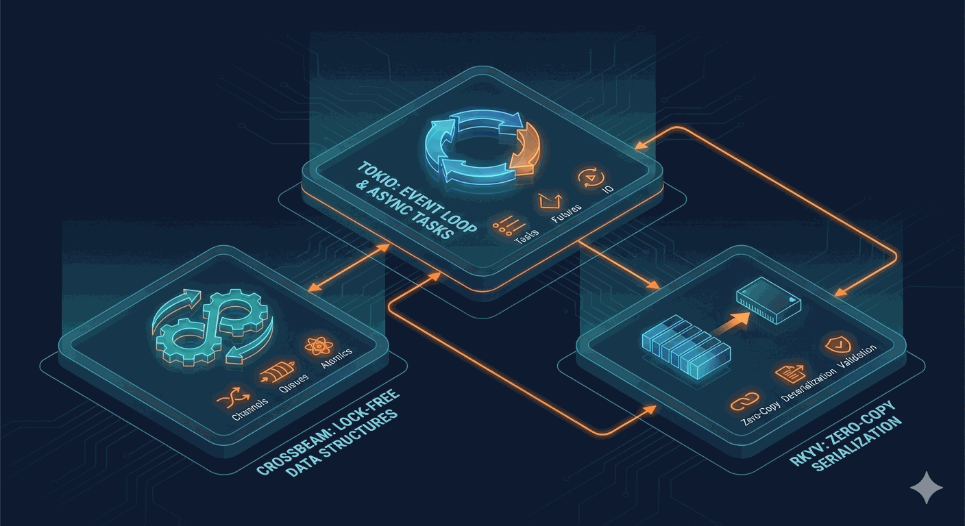 Tokio、Crossbeam、Rkyv 协同工作流程