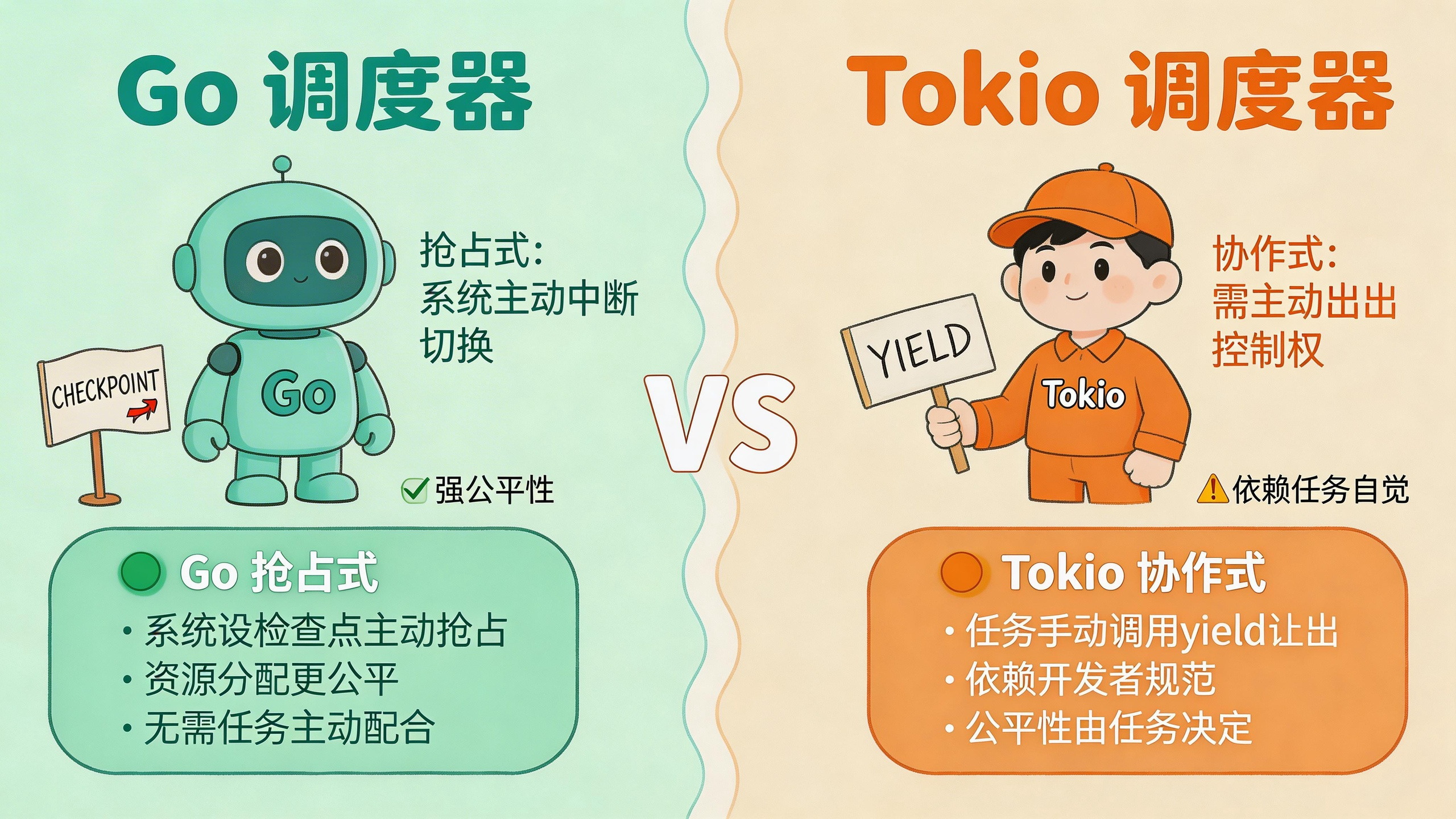 Tokio vs Go调度器对比