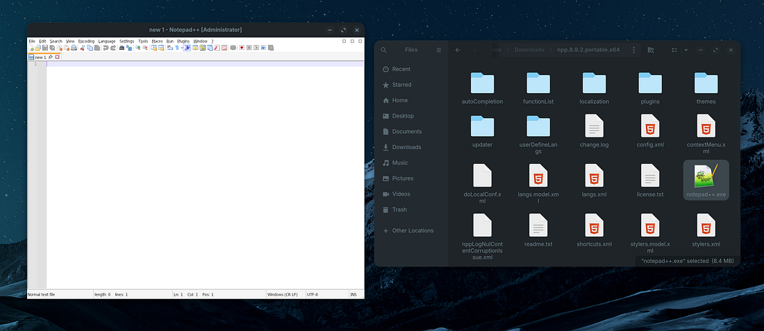 Notepad++ 在 Zorin OS 中运行