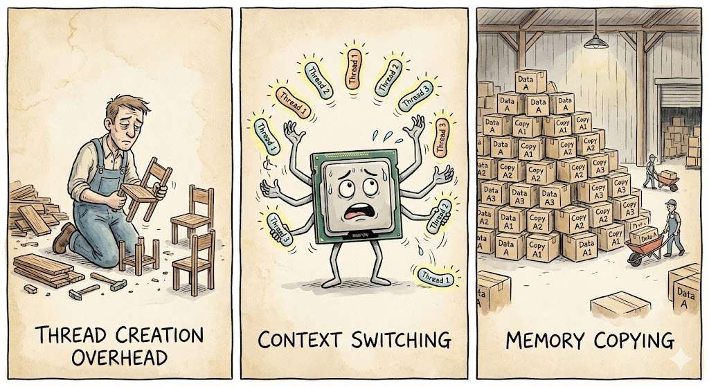 手动线程管理的三大问题