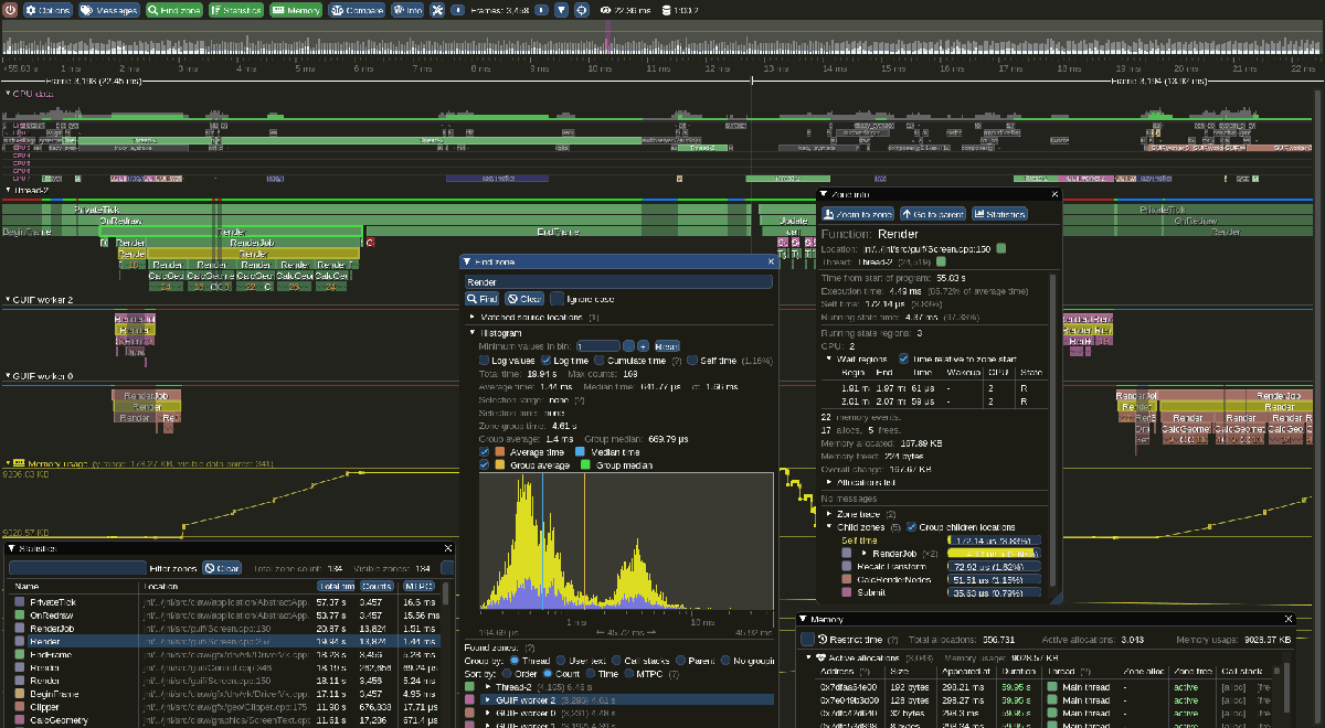 Apple Instruments 的 CPU Profiler 界面，显示了详细的性能数据和调用树