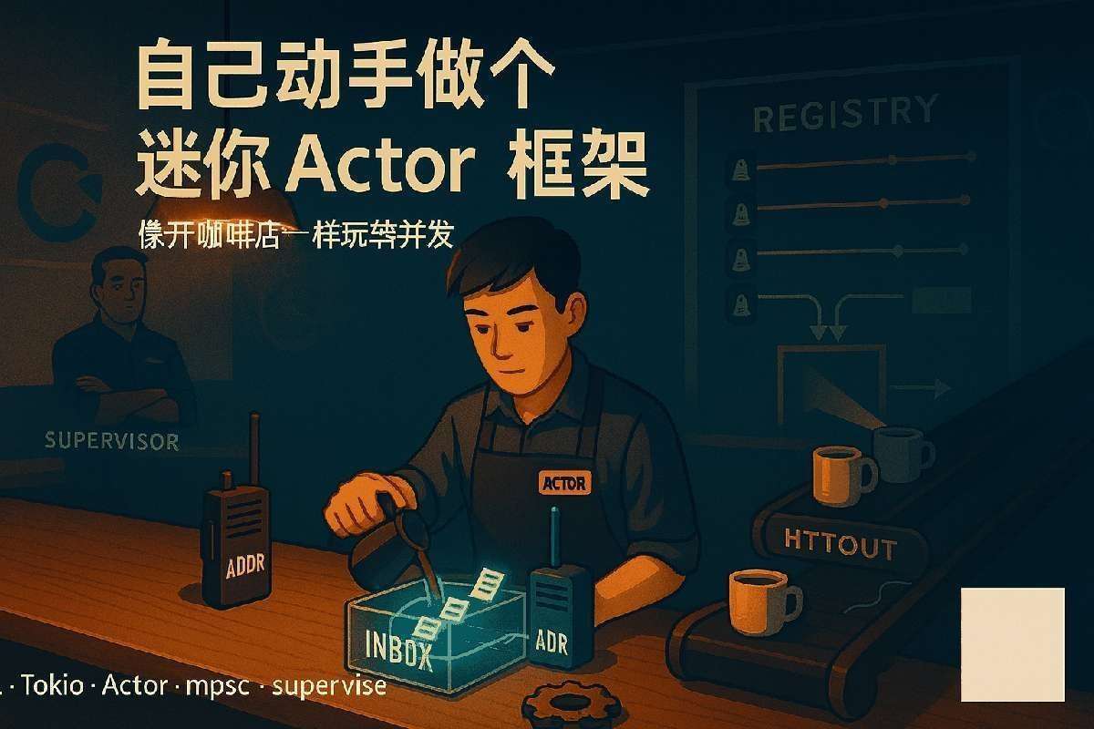 夜晚咖啡店里的迷你 Actor 框架:Actor、Addr、Inbox、Supervisor 的可视化